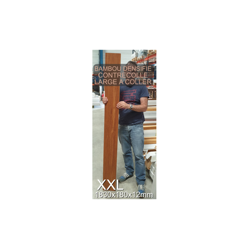 Parquet bambou contrecollé densifié ambre à coller 1830x180x12mm