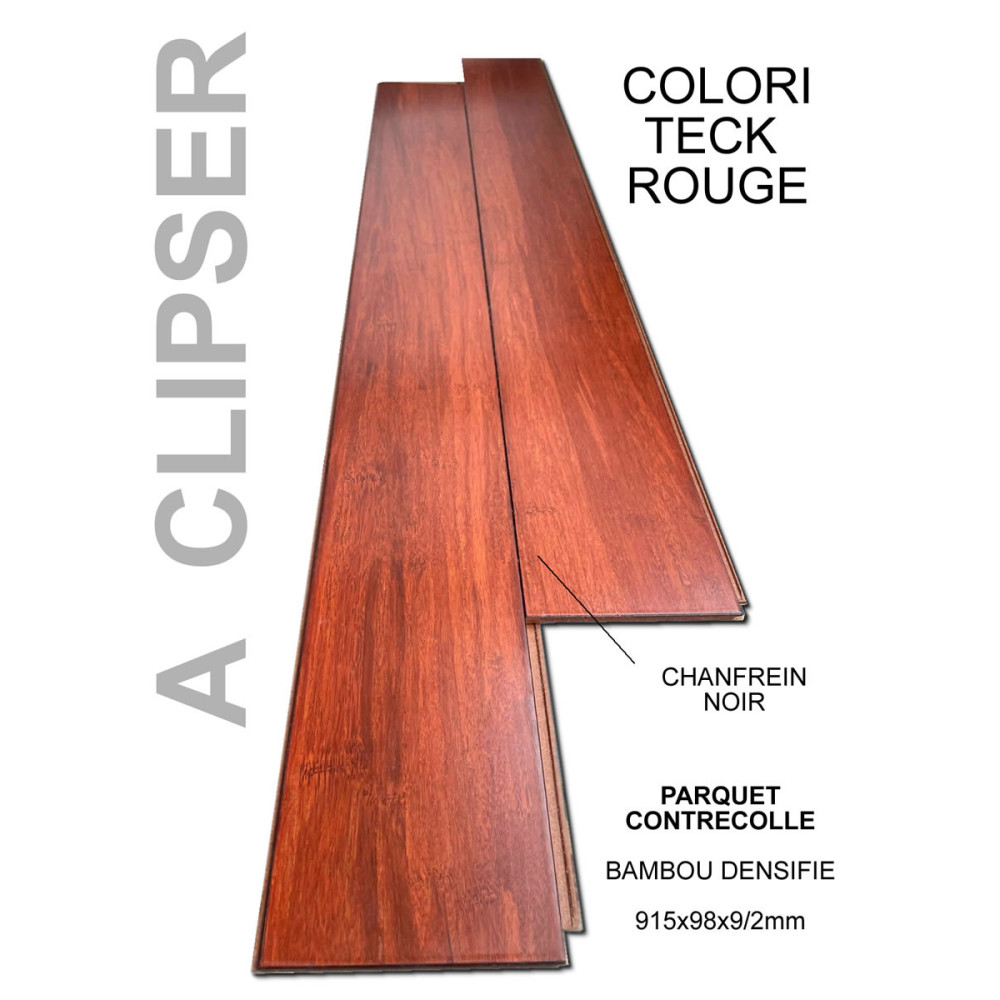 Parquet bambou flottant Ambre Teck Contrecollé densifié  à clipser