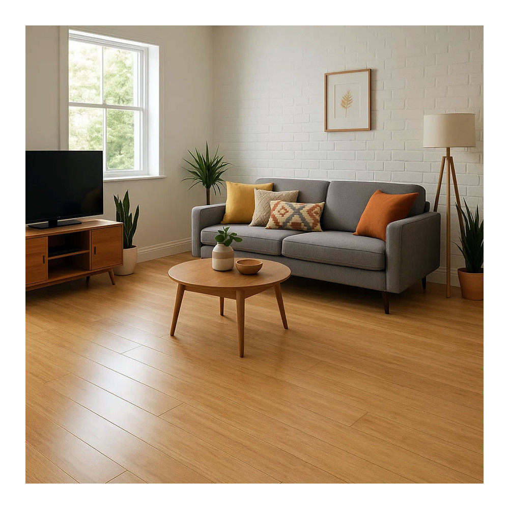 Parquet bambou flottant densifié à clipser champagne