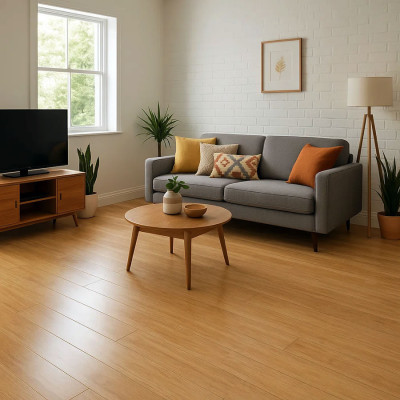Parquet bambou flottant densifié à clipser champagne