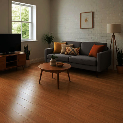 Parquet bambou flottant densifié à clipser ambre
