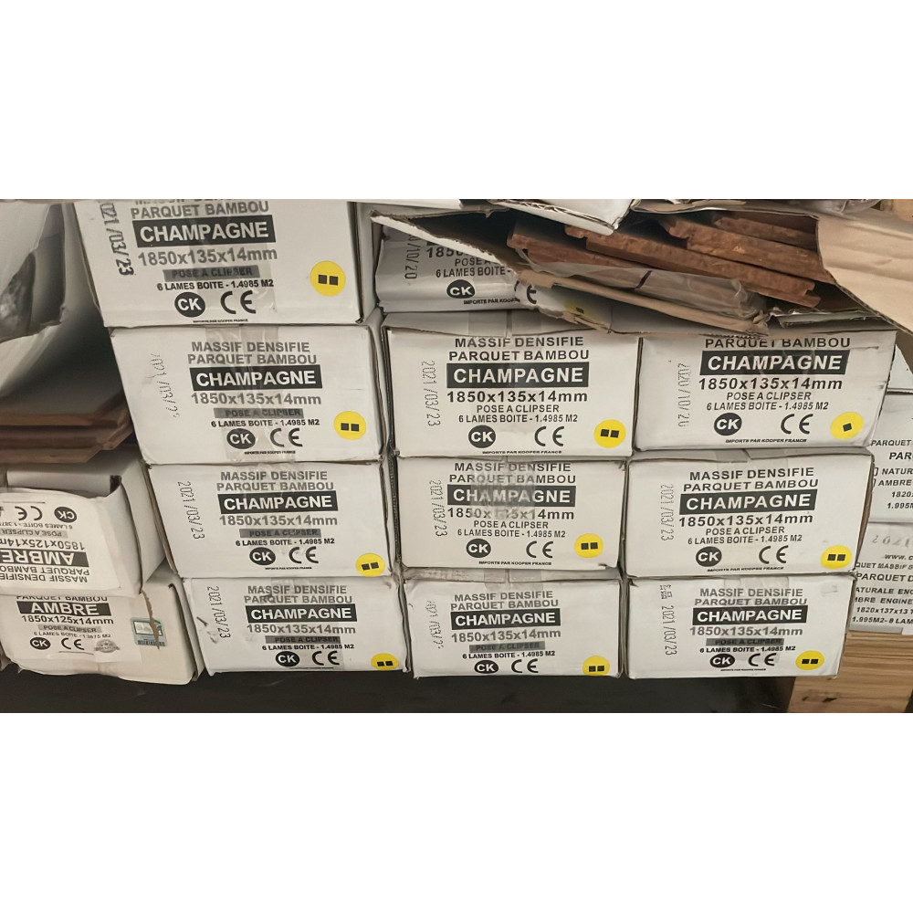 Lot de 13.5 m2 de bambou densifié a clipser Champagne 14mm